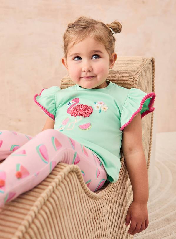 JOJO MAMAN BÉBÉ Flamingo Applique T-Shirt & Leggings Set 6-12 months